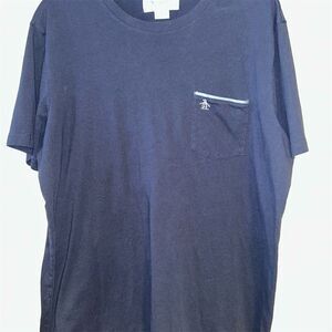 Penguin Men's XL Blue Crewneck T-Shirt with Pocket & Logo